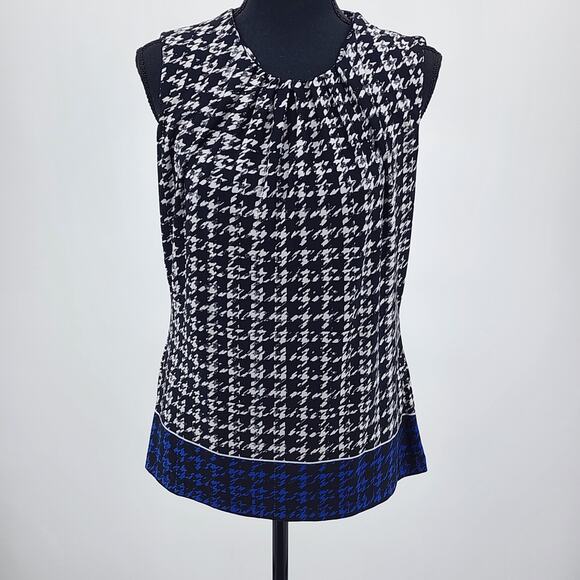 Calvin Klein Pleated Front Geometric Sleeveless Tank Top Blouse Size Medium - Picture 1 of 9